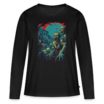 Scénario effrayant Zombie Halloween Undead Horde - T-shirt manches longues Premium bio Femme - noir - Devant - Julia (174cm)