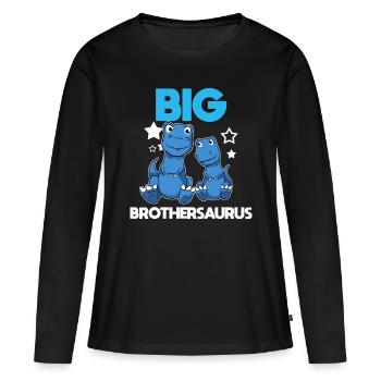 Famille Frères et sœurs Frère Big Brothersaurus Mignon Din - T-shirt manches longues Premium bio Femme - noir - Devant - Julia (174cm)