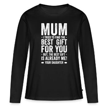Meilleure maman de fille frères et sœurs adolescents maman mères - T-shirt manches longues Premium bio Femme - noir - Devant - Julia (174cm)