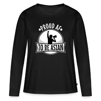 Fier d’être asiatique - T-shirt manches longues Premium bio Femme - noir - Devant - Julia (174cm)