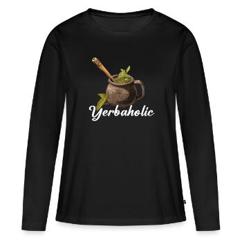 Yerba Mate argentine - T-shirt manches longues Premium bio Femme - noir - Devant - Julia (174cm)