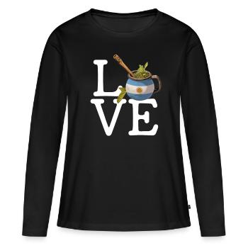 Yerba Mate argentine - T-shirt manches longues Premium bio Femme - noir - Devant - Julia (174cm)