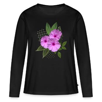 Fleurs - Bouquet - Fleurs - Flore - T-shirt manches longues Premium bio Femme - noir - Devant - Julia (174cm)