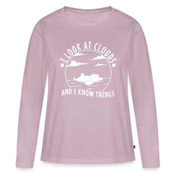 I Look At Clouds And I Know Things - Women's Premium Organic Long Sleeve Shirt - dusky pink - Front - Julia (174cm)