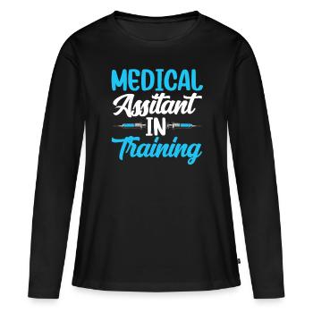 Assistant médical en assistance à la formation - T-shirt manches longues Premium bio Femme - noir - Devant - Julia (174cm)