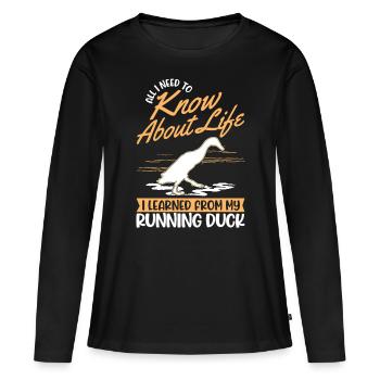 Canard courant indien Canard courant - T-shirt manches longues Premium bio Femme - noir - Devant - Julia (174cm)