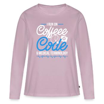 Kodierfachkraft Coffee, Code & Medical Terminology - Frauen Premium Bio Langarmshirt - Altrosa - Vorne - Julia (174cm)