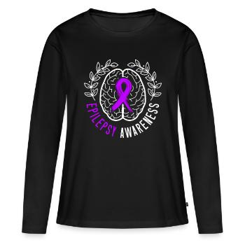 Epilepsy Awareness Epileptic Seizure I Wear Purple - Women's Premium Organic Long Sleeve Shirt - black - Front - Julia (174cm)