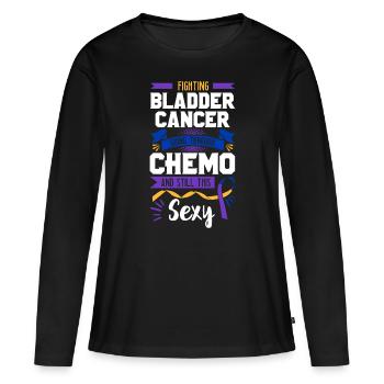 Fighting Chemo Bladder Cancer Purple Blue And Yell - Women's Premium Organic Long Sleeve Shirt - black - Front - Julia (174cm)
