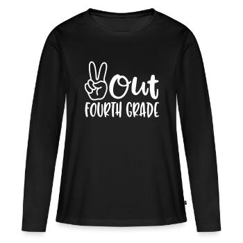 Peace Out Vierte Klasse - Letzter Schultag 4. Gr - Frauen Premium Bio Langarmshirt - Schwarz - Vorne - Julia (174cm)