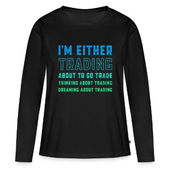 Drôle de jour Trader Trading Quote Stock Market Stockb - T-shirt manches longues Premium bio Femme - noir - Devant - Julia (174cm)