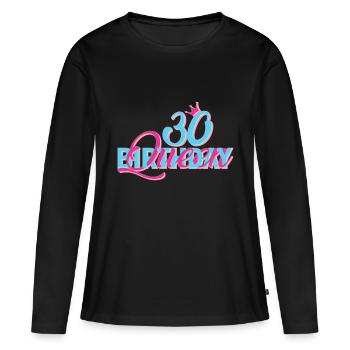 Birthday Queen 30 - Frauen Premium Bio Langarmshirt - Schwarz - Vorne - Julia (174cm)