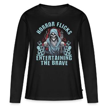 Zombie Horror Horrorfilm Filmfestival + Halloween - Frauen Premium Bio Langarmshirt - Schwarz - Vorne - Julia (174cm)