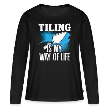 Carrelage Mon Mode De Vie Revêtement de sol - T-shirt manches longues Premium bio Femme - noir - Devant - Julia (174cm)