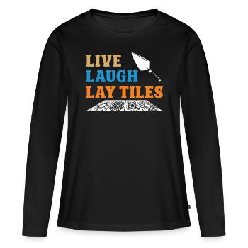 Carrelage Live Laugh Lay Tiles Revêtement de sol - T-shirt manches longues Premium bio Femme - noir - Devant - Julia (174cm)