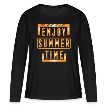 Profitez de l’heure d’été - T-shirt manches longues Premium bio Femme - noir - Devant - Julia (174cm)