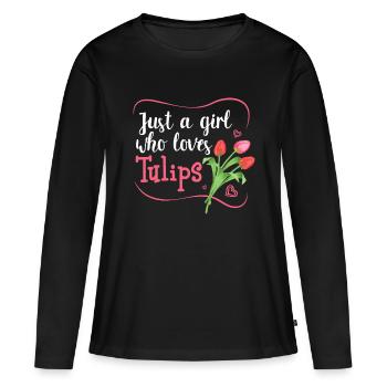 Tulpen Tulpen Blumengärtner - Nur ein Mädchen, das liebt - Frauen Premium Bio Langarmshirt - Schwarz - Vorne - Julia (174cm)