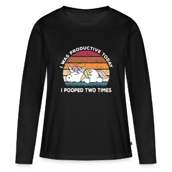 I Pooped Twice Adult Humor Funny Sarcastic Vintage - Women's Premium Organic Long Sleeve Shirt - black - Front - Julia (174cm)