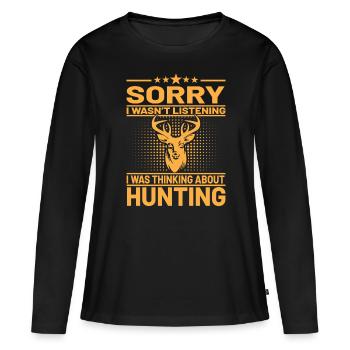 Jagen Jäger Hirsch Jagen Jagen Sprüche - Frauen Premium Bio Langarmshirt - Schwarz - Vorne - Julia (174cm)