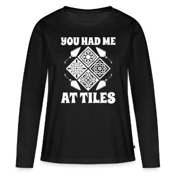 Tiler m’a eu à carrelage couche de sol carrelage carrelage - T-shirt manches longues Premium bio Femme - noir - Devant - Julia (174cm)