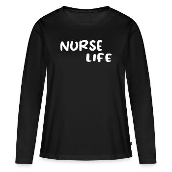 Infirmière infirmière - Vie infirmière - T-shirt manches longues Premium bio Femme - noir - Devant - Julia (174cm)