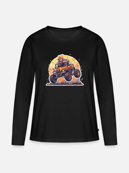 Monstertruck - Frauen Premium Bio Langarmshirt - Schwarz