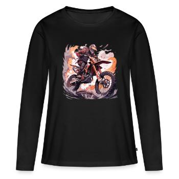 Motocross Dirt Bike Motocross Motocross Moto - T-shirt manches longues Premium bio Femme - noir - Devant - Julia (174cm)