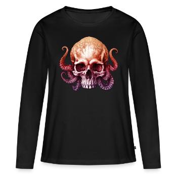 Octopus Skull Enigmatic Depths Gradient Tentacles - Women's Premium Organic Long Sleeve Shirt - black - Front - Julia (174cm)