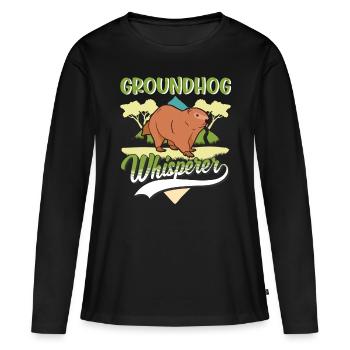 Groundhog Whisperer Groundhog Woodhog Marmot - Women's Premium Organic Long Sleeve Shirt - black - Front - Julia (174cm)