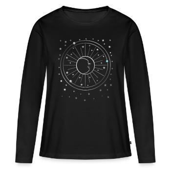 Lune - Étoiles - Planètes - Ciel étoilé - Galaxie - T-shirt manches longues Premium bio Femme - noir - Devant - Julia (174cm)