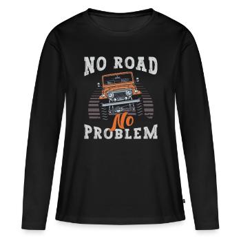Course hors route Pas de route Pas de problème Course hors route - T-shirt manches longues Premium bio Femme - noir - Devant - Julia (174cm)