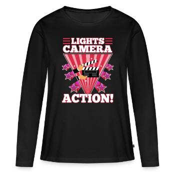Lights camera action - Women's Premium Organic Long Sleeve Shirt - black - Front - Julia (174cm)
