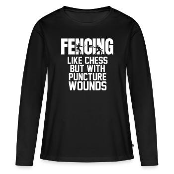 Drôle de duel d’escrime - T-shirt manches longues Premium bio Femme - noir - Devant - Julia (174cm)
