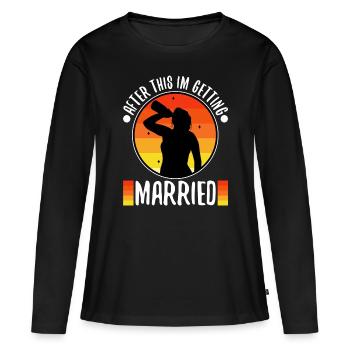 Après cela, je me marie - T-shirt manches longues Premium bio Femme - noir - Devant - Julia (174cm)