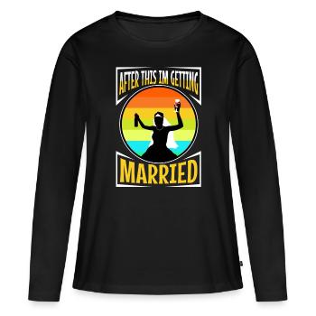 Après cela, je me marie - T-shirt manches longues Premium bio Femme - noir - Devant - Julia (174cm)