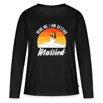 Je me marie - T-shirt manches longues Premium bio Femme - noir - Devant - Julia (174cm)