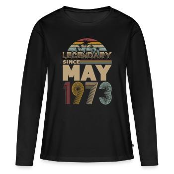 50. Geburtstag Jahrgang Mai 1973 Legendary 1973 - Frauen Premium Bio Langarmshirt - Schwarz - Vorne - Julia (174cm)