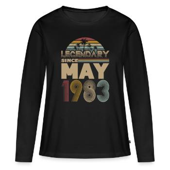 40e anniversaire né en mai 1983 légendaire 1983 - T-shirt manches longues Premium bio Femme - noir - Devant - Julia (174cm)