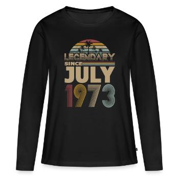 50. Geburtstag Jahrgang Juli 1973 Legendary 1973 - Frauen Premium Bio Langarmshirt - Schwarz - Vorne - Julia (174cm)