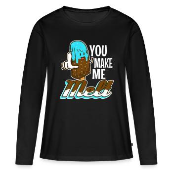 Tu me fais fondre, crème glacée - T-shirt manches longues Premium bio Femme - noir - Devant - Julia (174cm)
