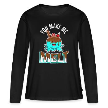 Tu me fais fondre, crème glacée - T-shirt manches longues Premium bio Femme - noir - Devant - Julia (174cm)