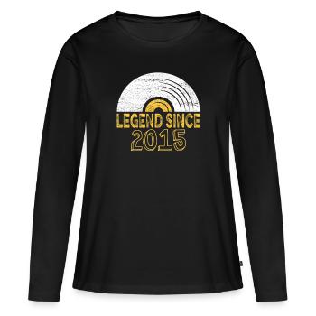 2015 Geburtstag Vinyl Legend since - Frauen Premium Bio Langarmshirt - Schwarz - Vorne - Julia (174cm)