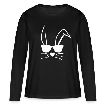 Ostern, Jungen Mädchen Kinder Hippe Ostern Sonnenbrille - Frauen Premium Bio Langarmshirt - Schwarz - Vorne - Julia (174cm)