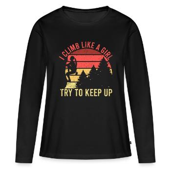 I Climb Like A Girl Rock Climbing Gear Kids Women - Women's Premium Organic Long Sleeve Shirt - black - Front - Julia (174cm)