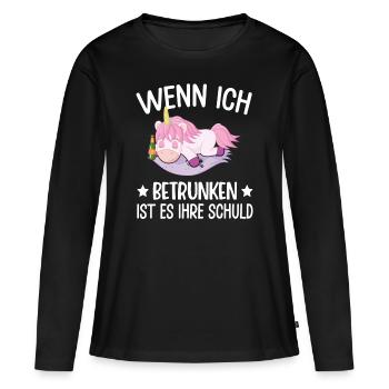 Einhorn Lustiger Spruch Einhorn Saufen Fabel - Frauen Premium Bio Langarmshirt - Schwarz - Vorne - Julia (174cm)