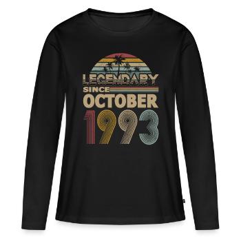 30. Geburtstag Jahrgang Oktober 1993 Legendary - Frauen Premium Bio Langarmshirt - Schwarz - Vorne - Julia (174cm)