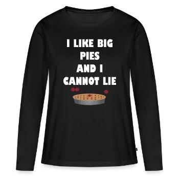 J’aime les grosses tartes et je ne peux pas mentir drôle Thanksgiving - T-shirt manches longues Premium bio Femme - noir - Devant - Julia (174cm)