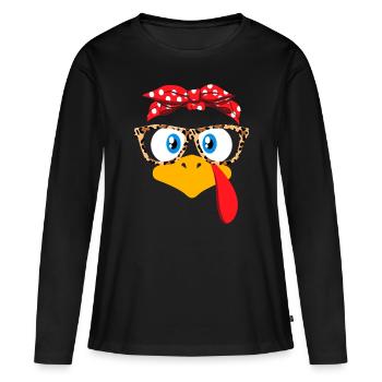 Thanksgiving Turkey Face - Glasses Women Girls - Women's Premium Organic Long Sleeve Shirt - black - Front - Julia (174cm)
