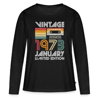 50th Birthday Vintage January 1973 Vintage 1973 - Women's Premium Organic Long Sleeve Shirt - black - Front - Julia (174cm)