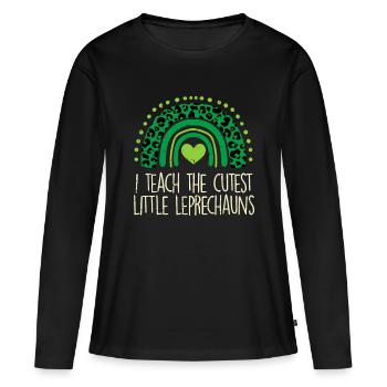 Ich unterrichte den süßesten kleinen Kobold St. Patricks D - Frauen Premium Bio Langarmshirt - Schwarz - Vorne - Julia (174cm)